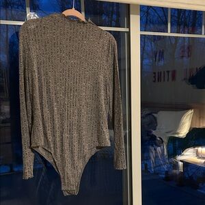 SHEIN Long Sleeve Ribbed Bodysuit - Gray Heather